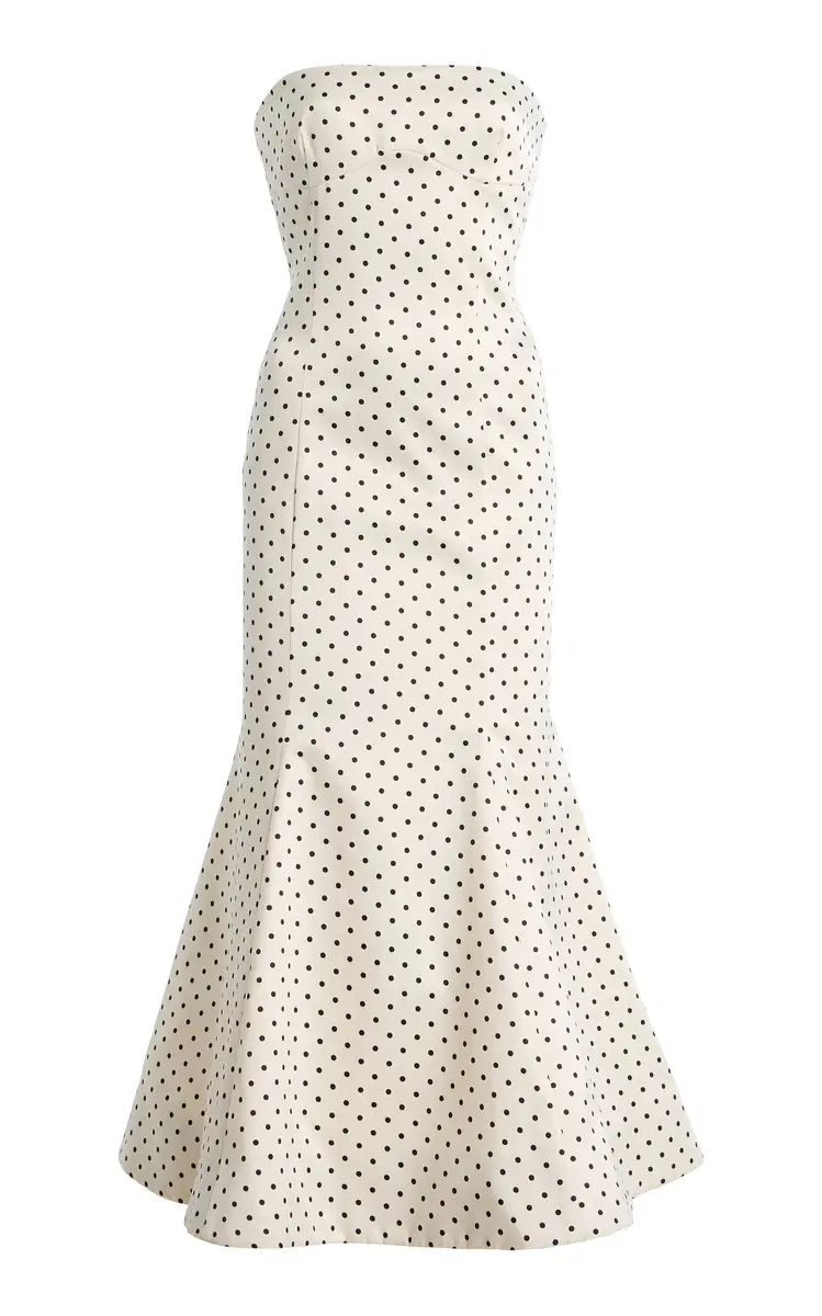 ROTATE Polka-Dot Satin Midi Dress | Thumbnail 8