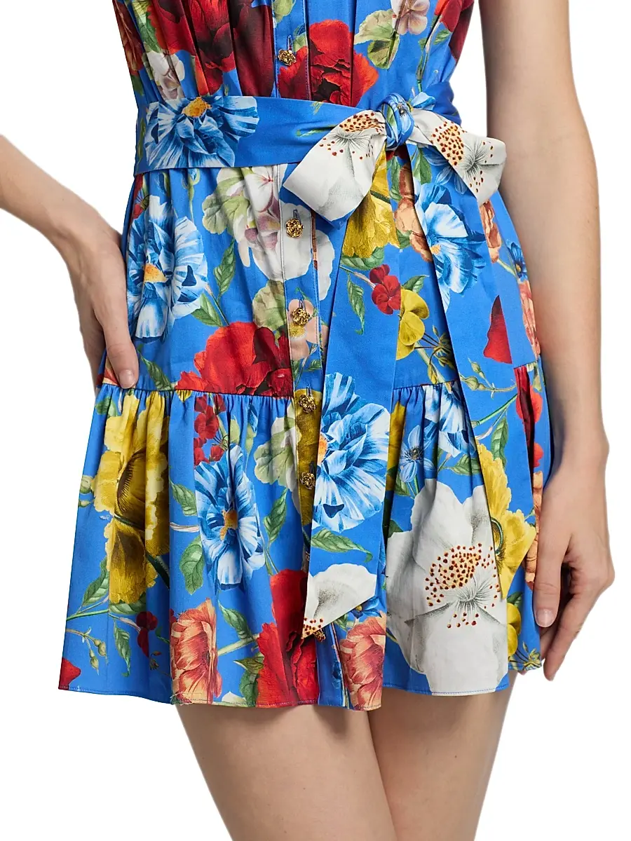 Alice + Olivia Women's Cora Floral Stretch-Cotton Mini Shirtdress | Thumbnail 6 Alice + Olivia Women's Cora Floral Stretch-Cotton Mini Shirtdress | Thumbnail 6