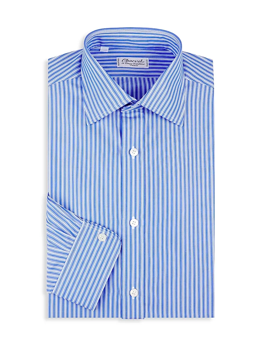 Charvet Men's Striped Cotton Dress Shirt