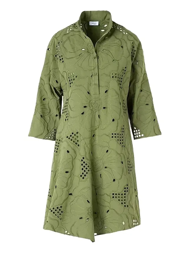 Women's Eyelet Embroidered Cotton Handkerchief Mini Dress