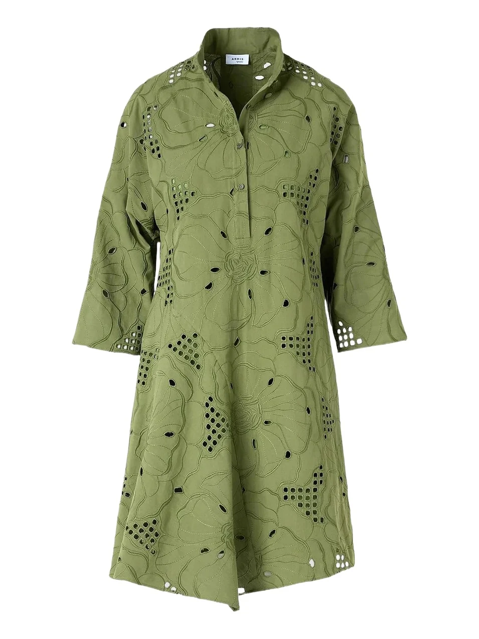 Akris punto Women's Eyelet Embroidered Cotton Handkerchief Mini Dress