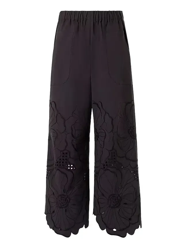 Women's Frey Eyelet Floral Cotton Crop Pants Women's Frey Eyelet Floral Cotton Crop Pants