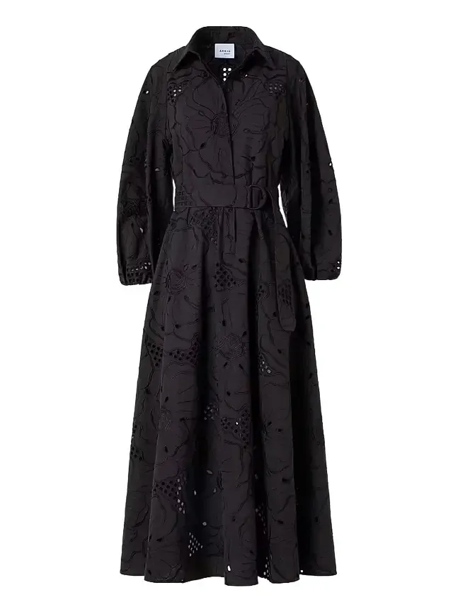 Women's Floral-Embroidered Eyelet Cotton Midi Shirtdress Women's Floral-Embroidered Eyelet Cotton Midi Shirtdress