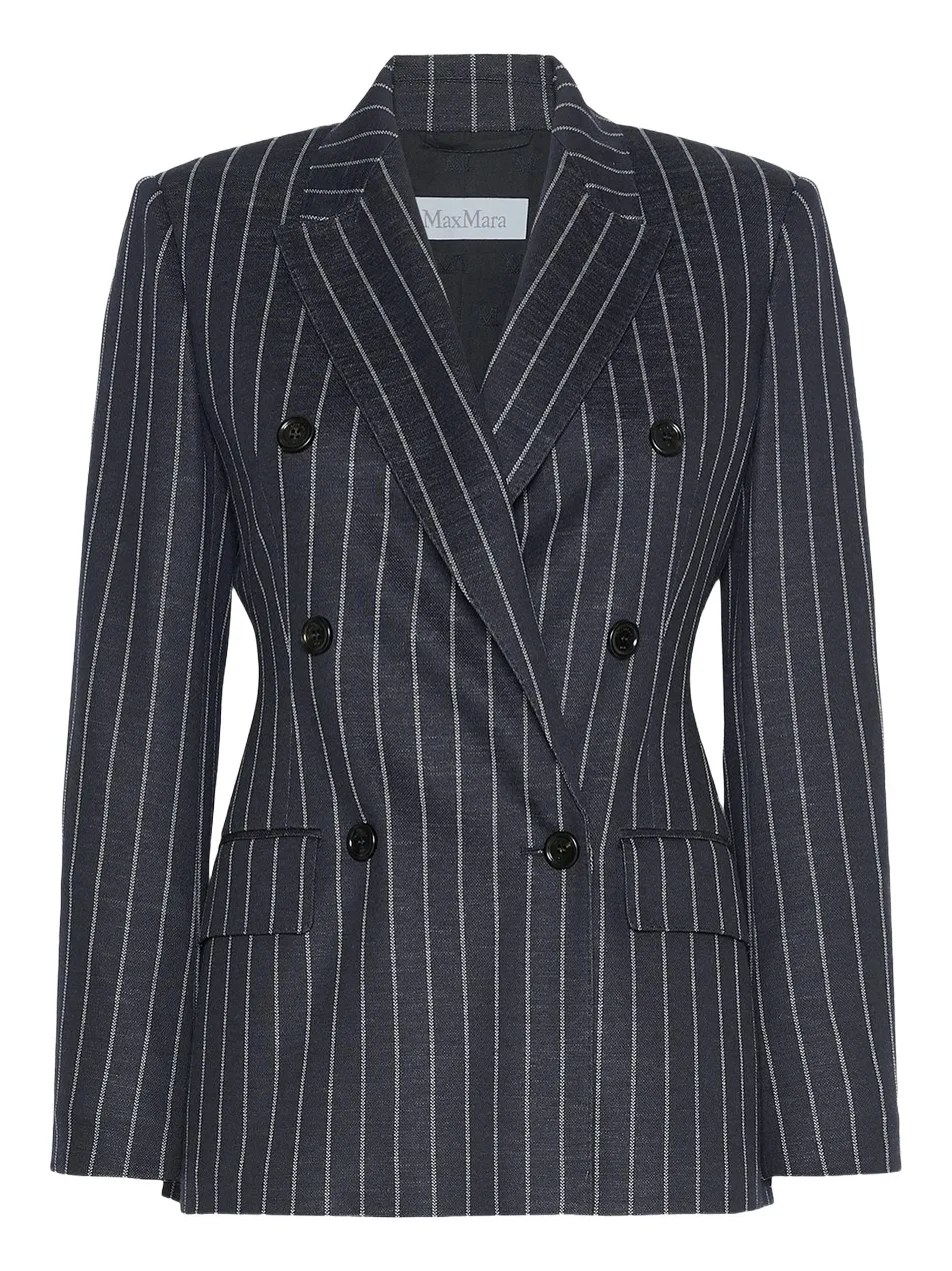 Max Mara Women's Double Breasted Pinstripe Jersey Blazer