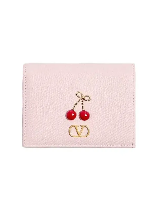 Women's Cherryfic Wallet in Grainy Calfskin - Rose Quartz