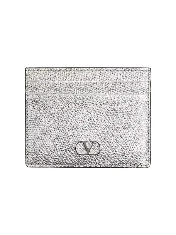 Women's VLogo Signature Cardholder in Laminated Grainy Calfskin Women's VLogo Signature Cardholder in Laminated Grainy Calfskin