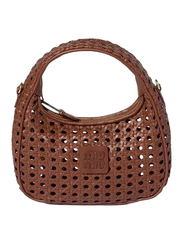 Miu Miu Women's Wander Woven Leather Top Handle Bag