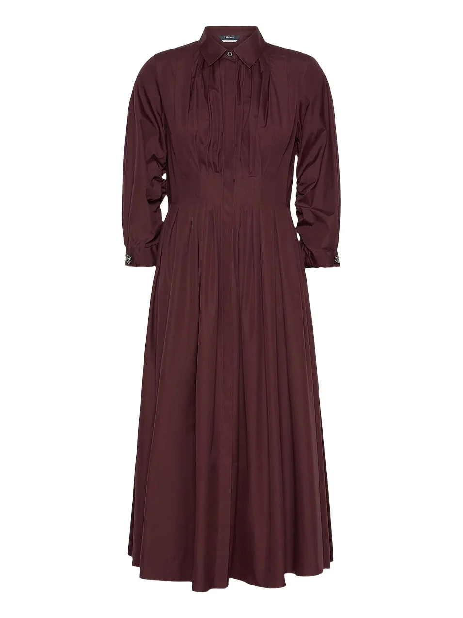 Women's Shirt Dress in Cotton Poplin - Dark Red Women's Shirt Dress in Cotton Poplin - Dark Red
