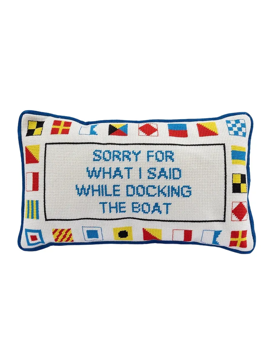 Furbish Studio Docking The Boat Needlepoint Pillow