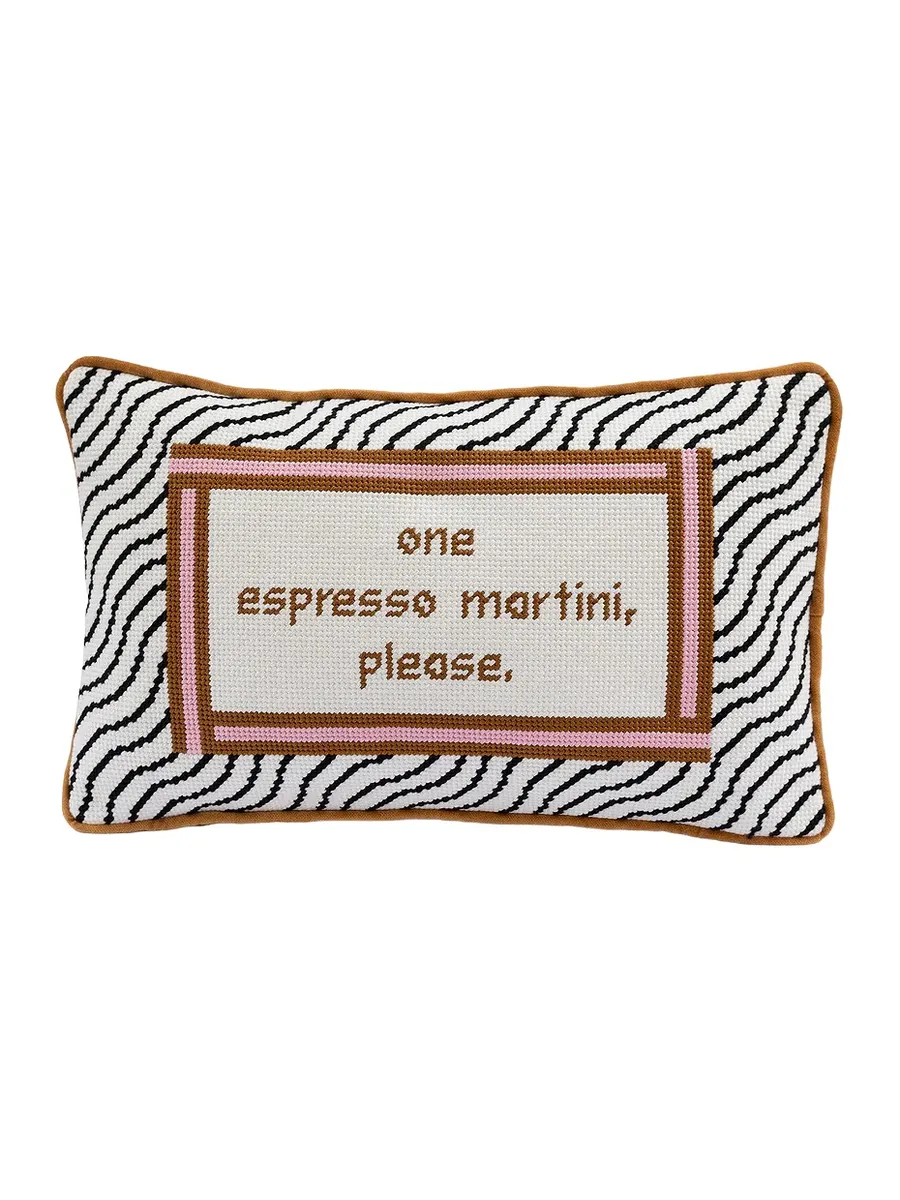 Furbish Studio Espresso Martini Needlepoint Pillow