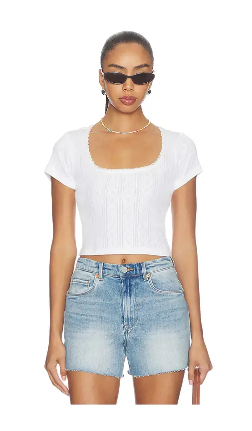 GOOD AMERICAN The Pointelle Square Neck Top | Image 1 GOOD AMERICAN The Pointelle Square Neck Top | Image 1
