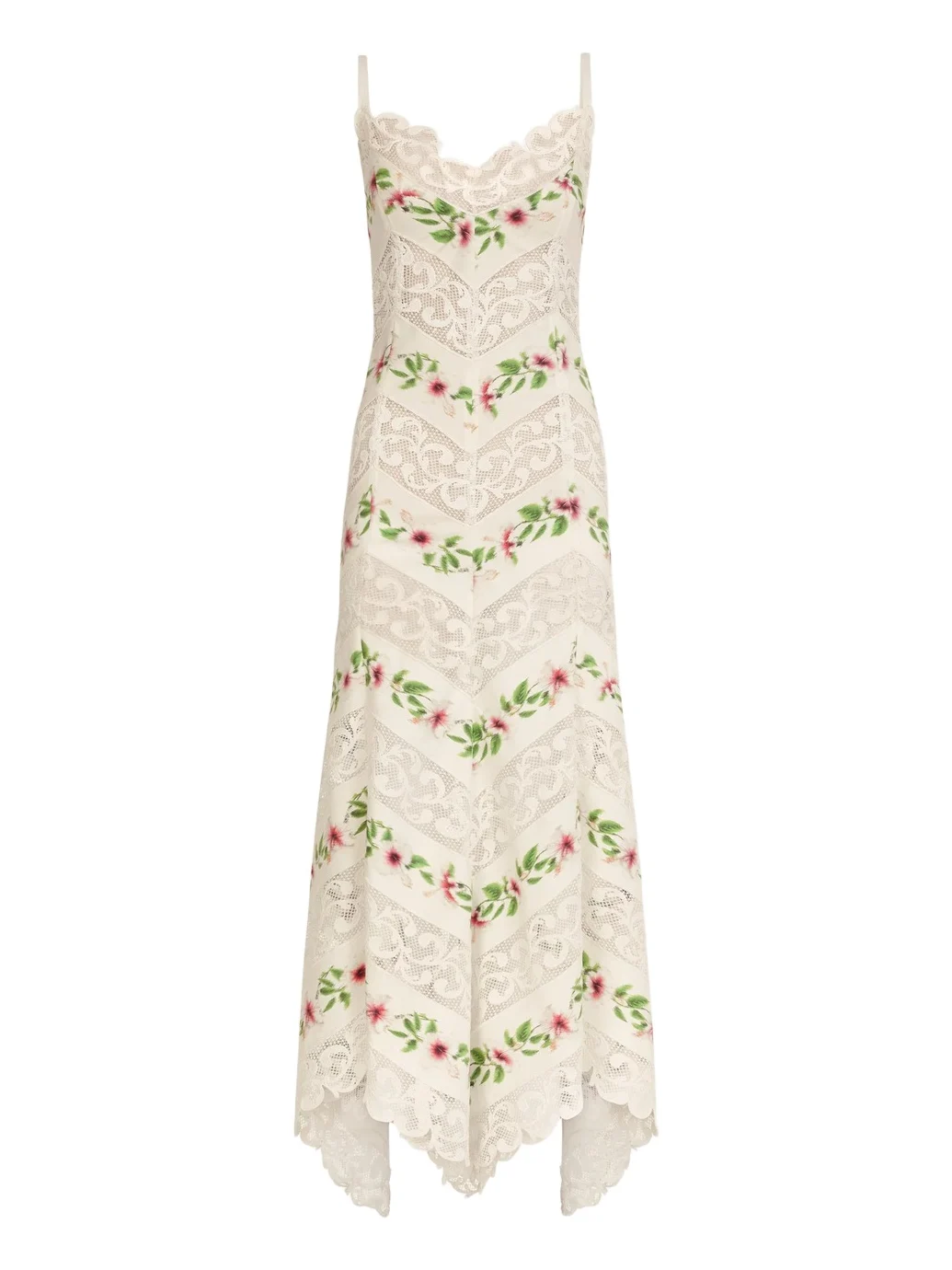 Oscar de la Renta Chiné Hibiscus Striped Cotton Poplin Dress