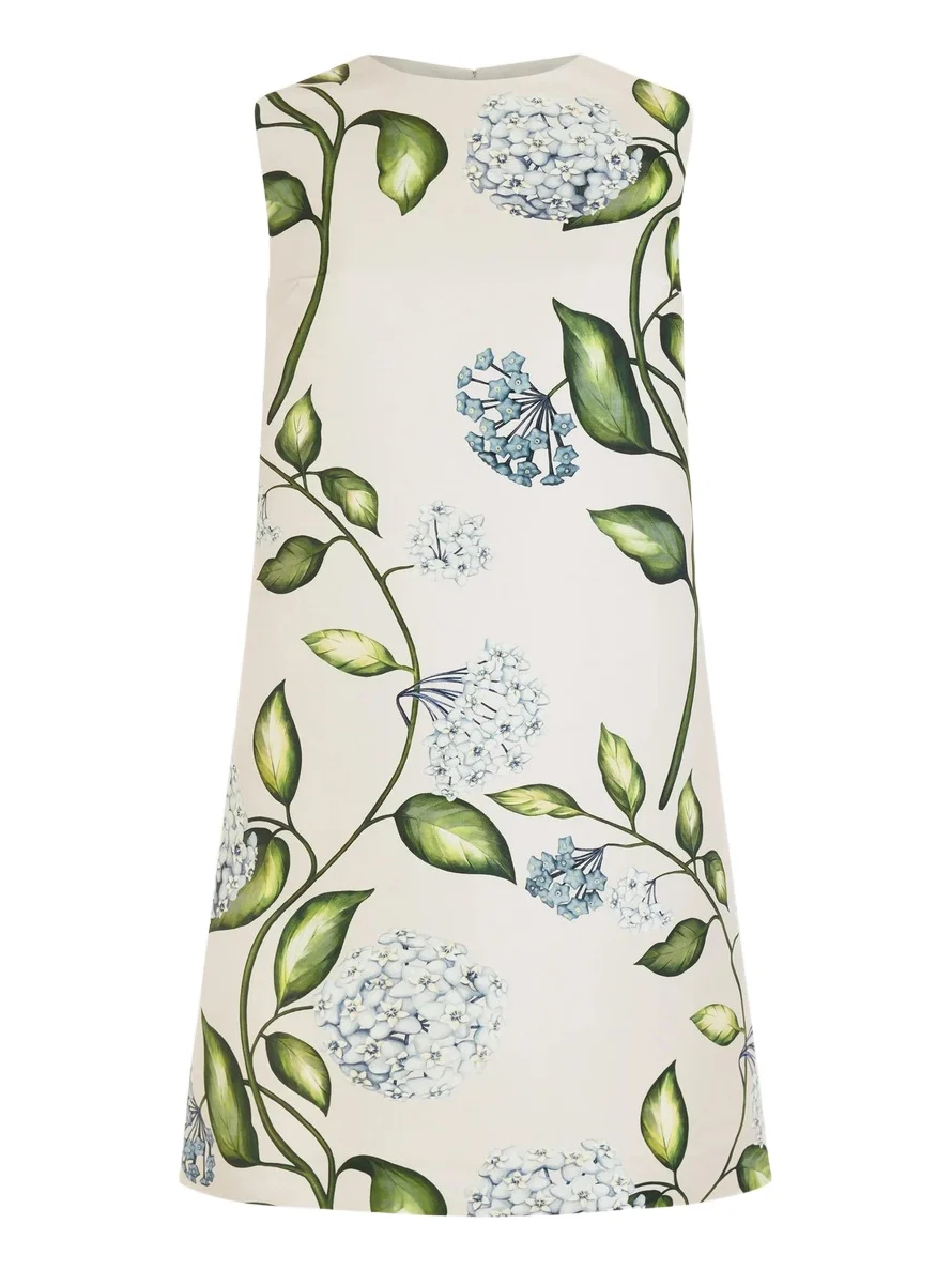 Porcelain Flower Faille Shift Dress Porcelain Flower Faille Shift Dress