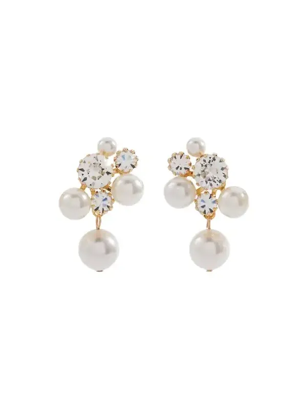 Bristol crystal-embellished faux pearls gold-plated stud earrings