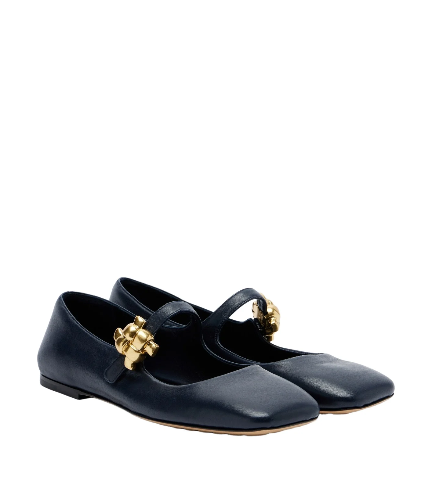 Bottega Veneta Lucy embellished leather Mary Jane flats