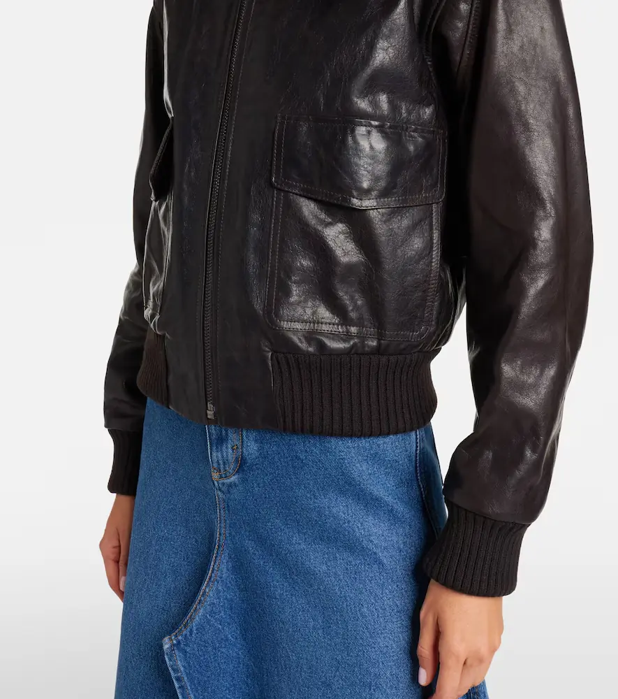 Victoria Beckham Shearling-trimmed leather jacket | Thumbnail 2