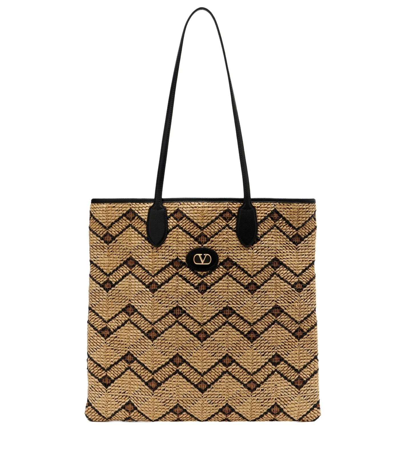 VLogo N/S Medium raffia tote bag VLogo N/S Medium raffia tote bag