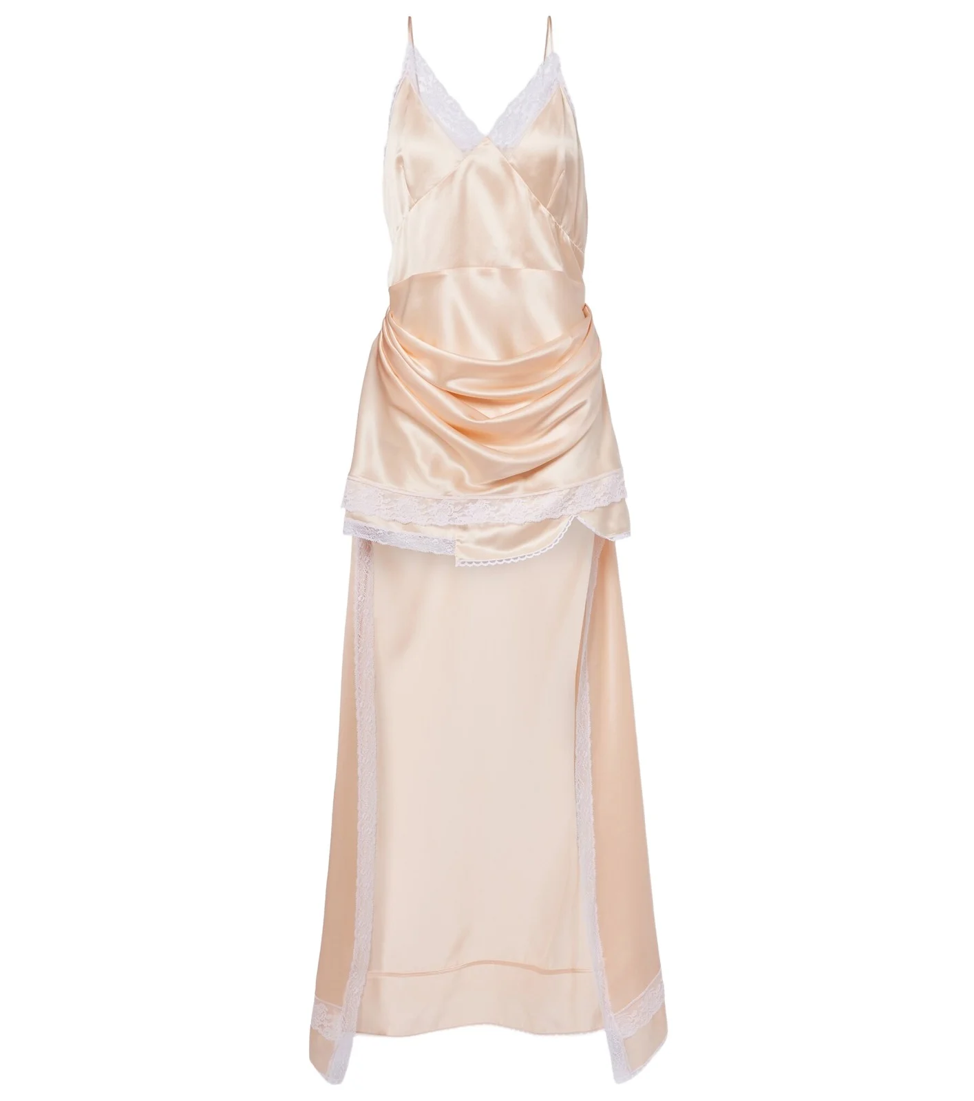 Lace-trimmed silk satin slip dress Lace-trimmed silk satin slip dress