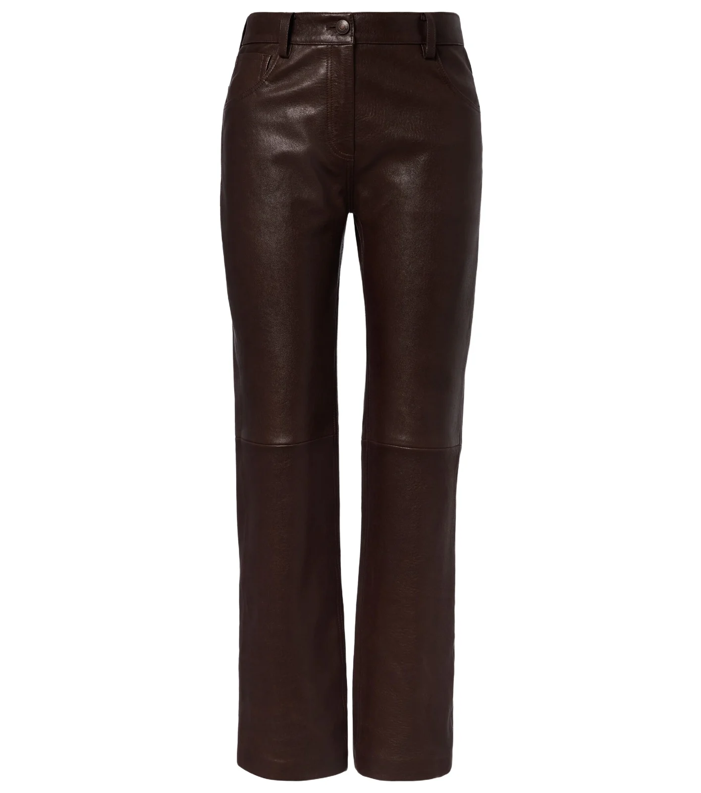 Leather straight pants