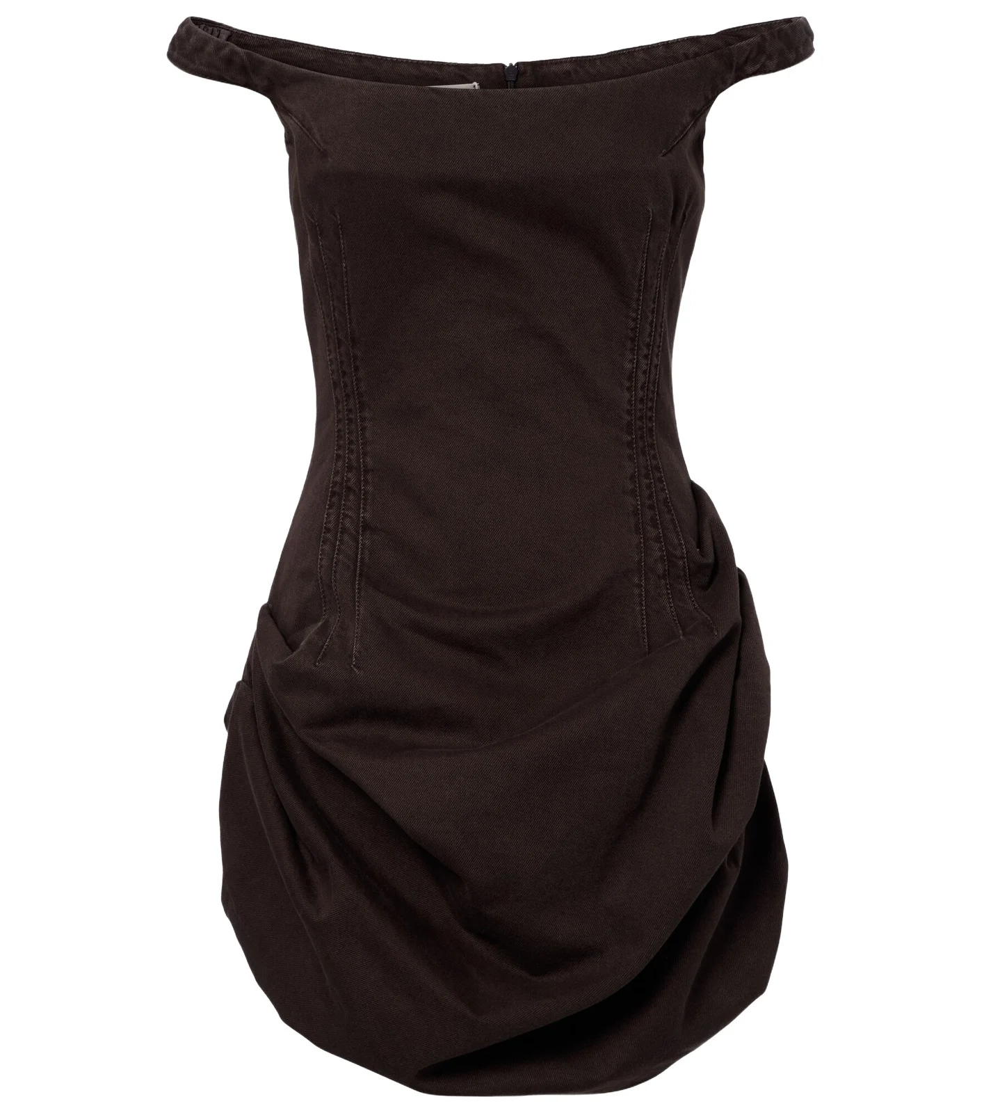 Gathered off-shoulder denim minidress Gathered off-shoulder denim minidress