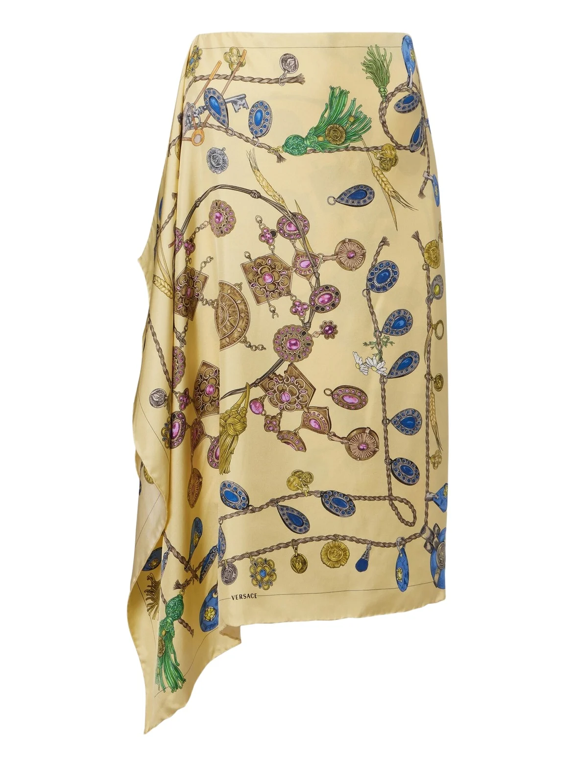 Printed silk twill wrap skirt