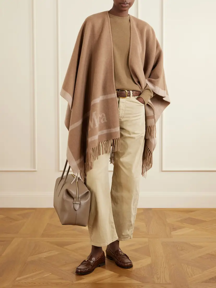 Max Mara Hilde Fringed Wool-jacquard Cape | Thumbnail 2 Max Mara Hilde Fringed Wool-jacquard Cape | Thumbnail 2