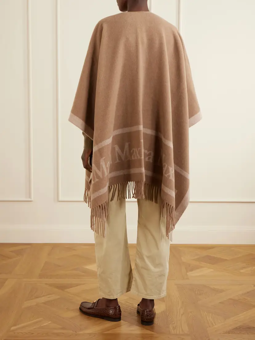 Max Mara Hilde Fringed Wool-jacquard Cape | Thumbnail 4 Max Mara Hilde Fringed Wool-jacquard Cape | Thumbnail 4