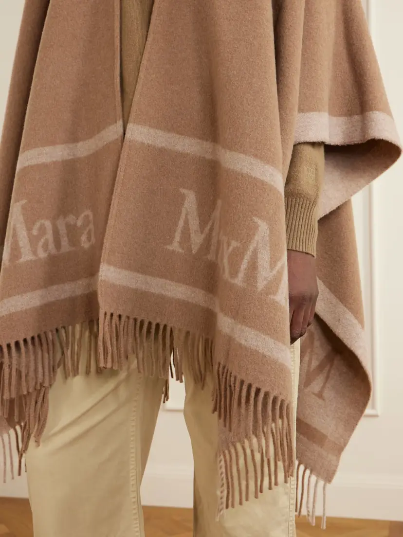 Max Mara Hilde Fringed Wool-jacquard Cape | Thumbnail 5 Max Mara Hilde Fringed Wool-jacquard Cape | Thumbnail 5