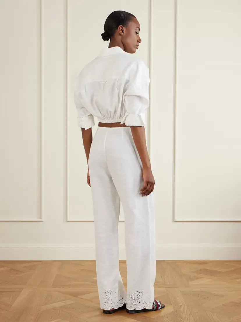 Staud Oscar Embroidered Linen Straight-leg Pants | Thumbnail 3 Staud Oscar Embroidered Linen Straight-leg Pants | Thumbnail 3