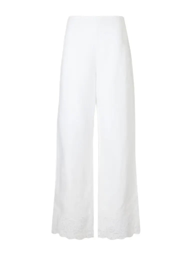 Staud Oscar Embroidered Linen Straight-leg Pants | Image 1 Staud Oscar Embroidered Linen Straight-leg Pants | Image 1