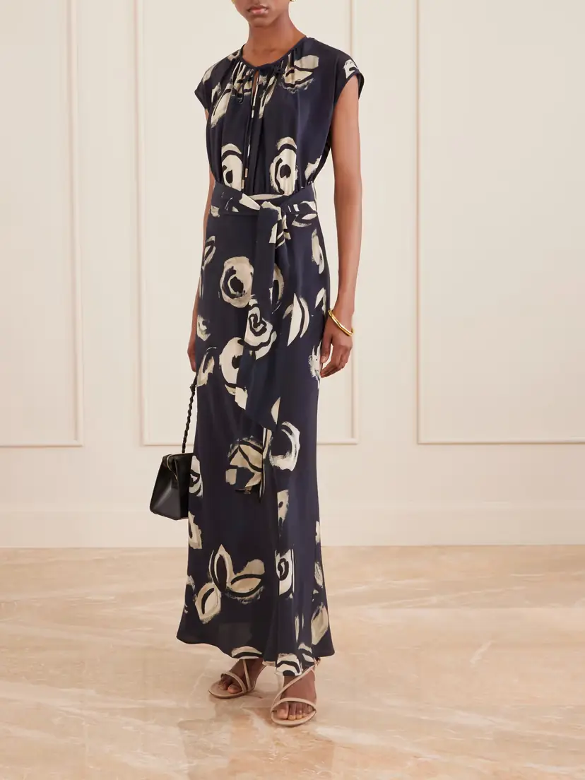 Max Mara Apotema Tie-detailed Silk-chiffon Maxi Dress | Thumbnail 2 Max Mara Apotema Tie-detailed Silk-chiffon Maxi Dress | Thumbnail 2