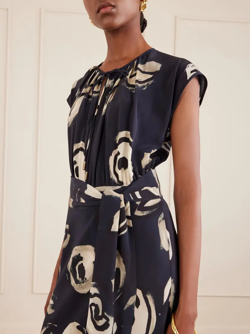 Max Mara Apotema Tie-detailed Silk-chiffon Maxi Dress | Thumbnail 4 Max Mara Apotema Tie-detailed Silk-chiffon Maxi Dress | Thumbnail 4