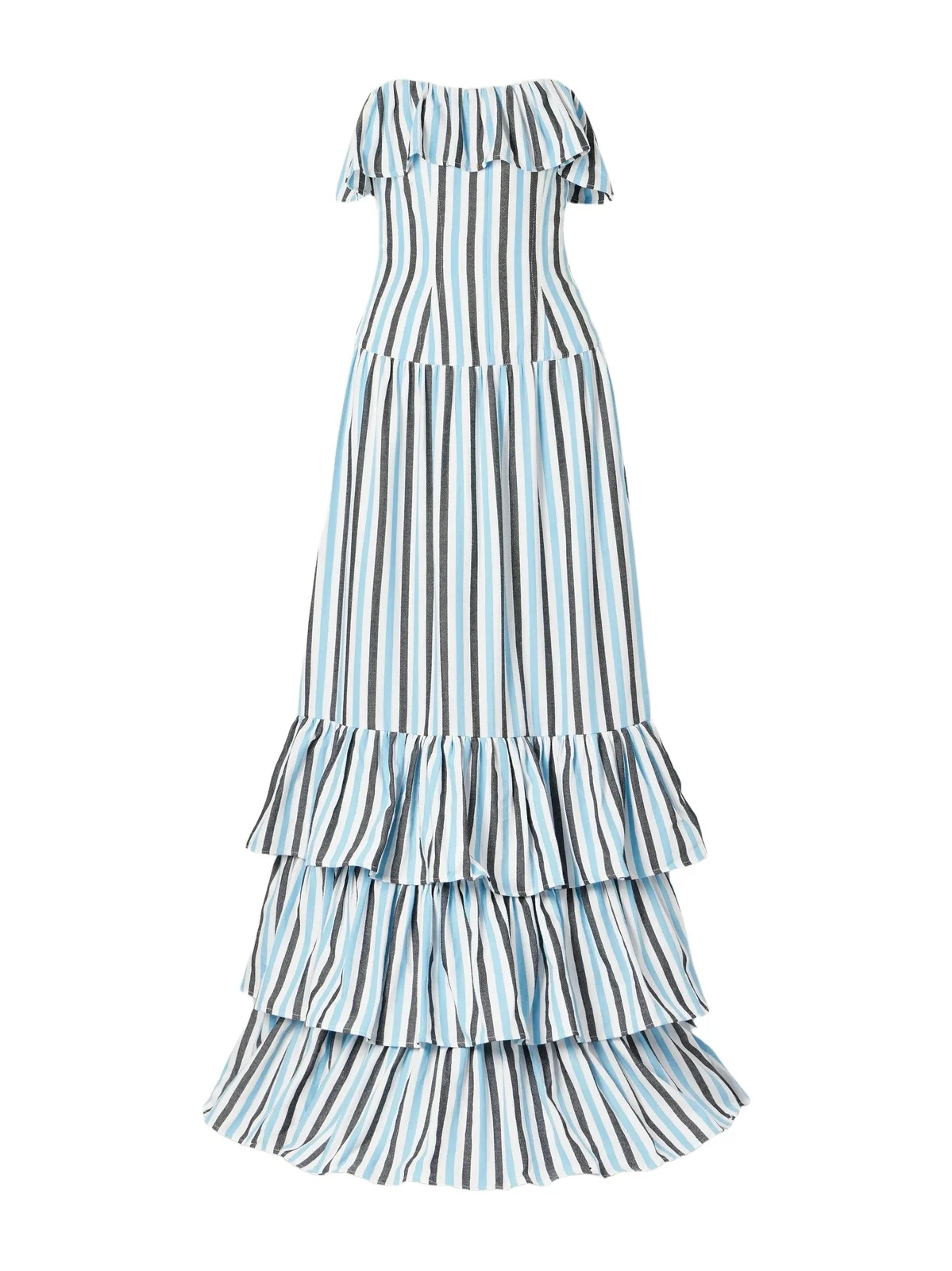 Ruffled Striped Cotton Maxi Dress Ruffled Striped Cotton Maxi Dress