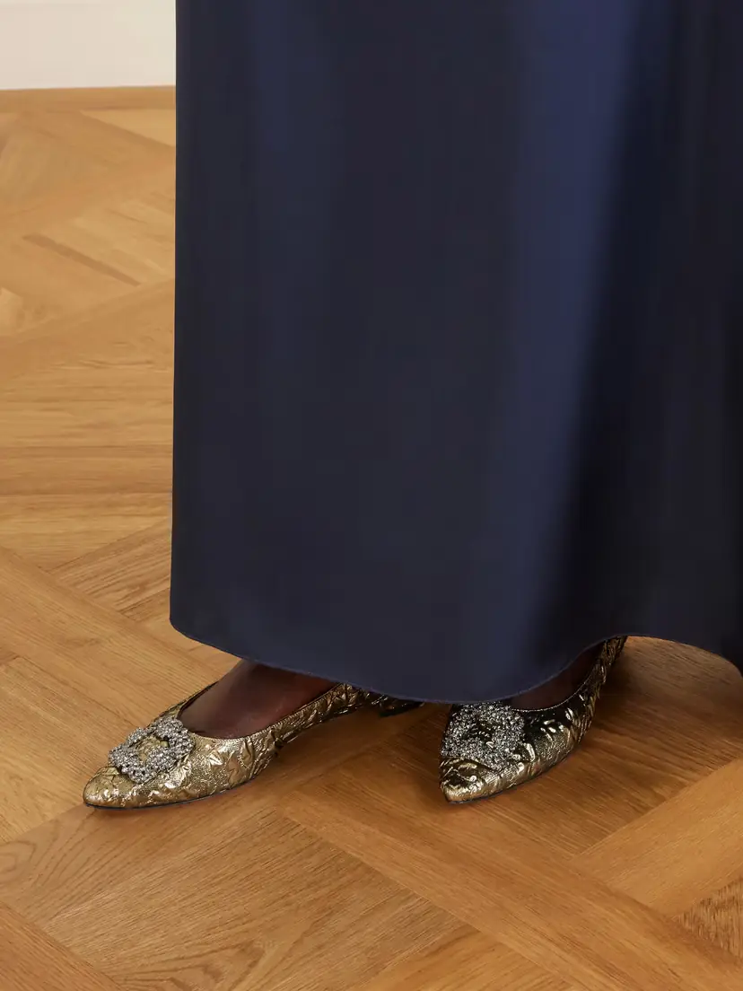 Manolo Blahnik + Emilia Wickstead Hangisi Crystal-embellished Metallic Jacquard Ballet Flats | Thumbnail 2 Manolo Blahnik + Emilia Wickstead Hangisi Crystal-embellished Metallic Jacquard Ballet Flats | Thumbnail 2