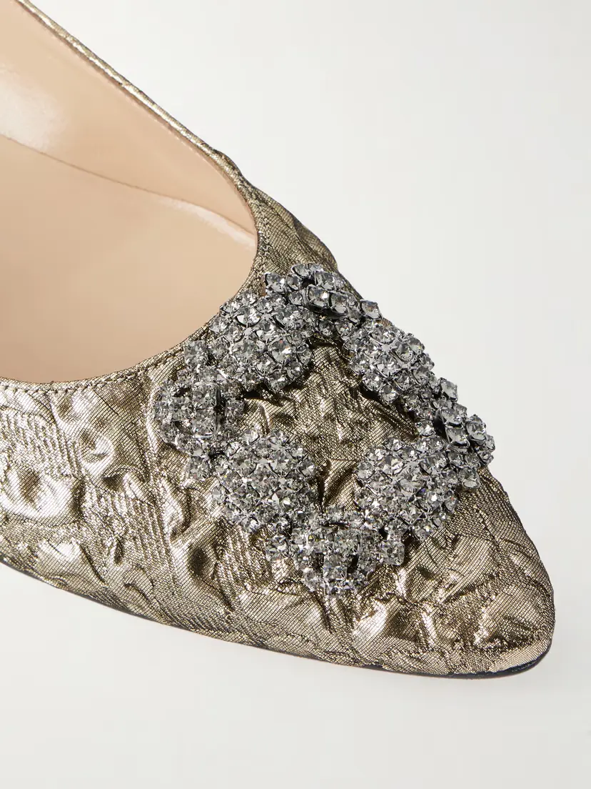 Manolo Blahnik + Emilia Wickstead Hangisi Crystal-embellished Metallic Jacquard Ballet Flats | Thumbnail 5 Manolo Blahnik + Emilia Wickstead Hangisi Crystal-embellished Metallic Jacquard Ballet Flats | Thumbnail 5