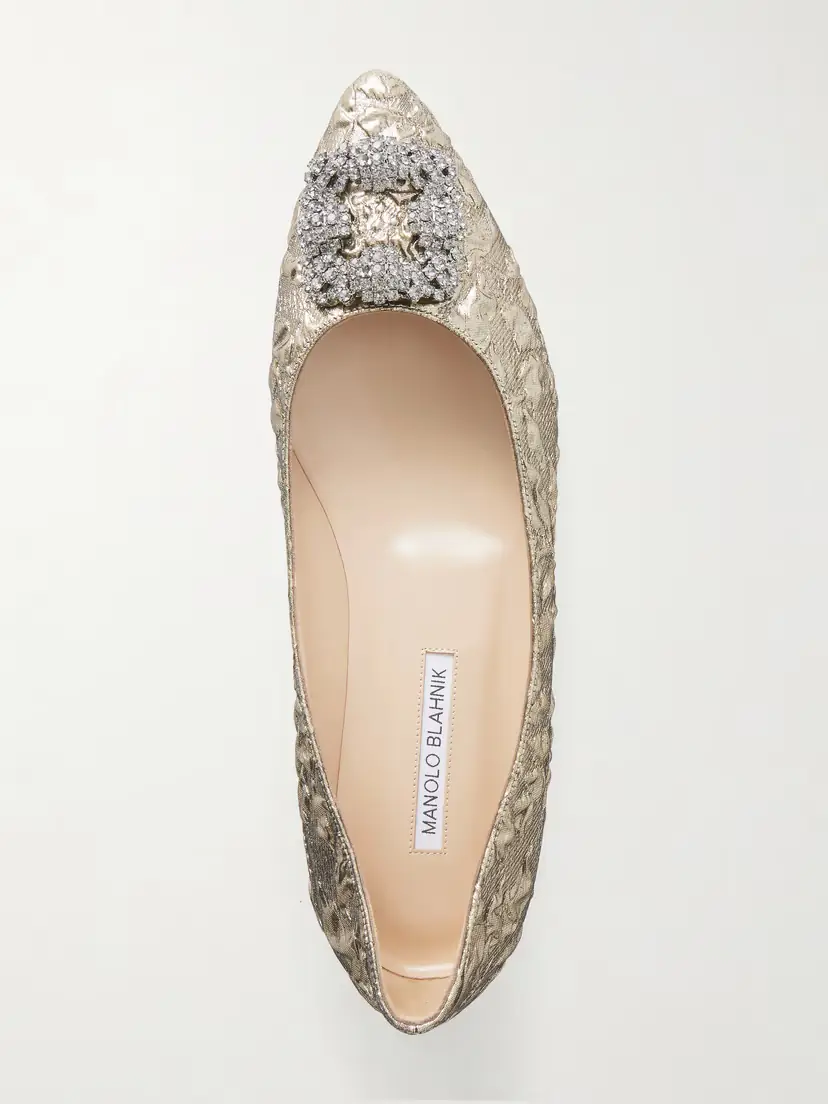 Manolo Blahnik + Emilia Wickstead Hangisi Crystal-embellished Metallic Jacquard Ballet Flats | Thumbnail 6 Manolo Blahnik + Emilia Wickstead Hangisi Crystal-embellished Metallic Jacquard Ballet Flats | Thumbnail 6