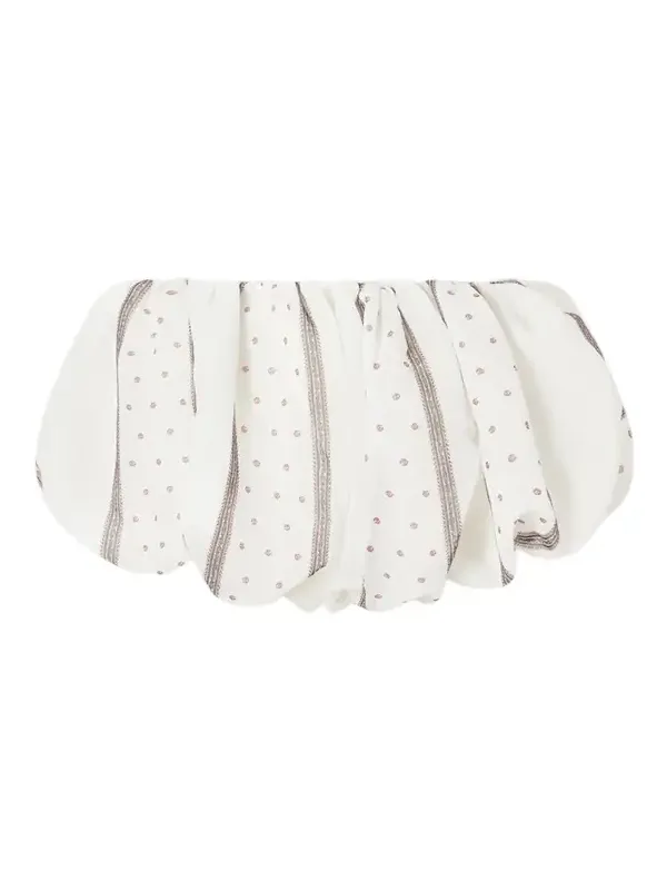 Polka-dot Gathered Silk-chiffon Shorts