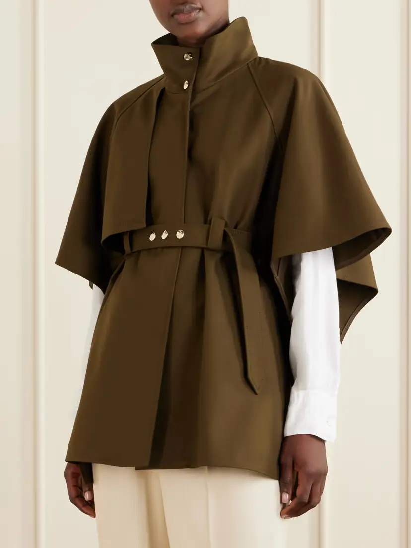Max Mara Avenue Belted Cotton Gabardine Cape | Thumbnail 3 Max Mara Avenue Belted Cotton Gabardine Cape | Thumbnail 3