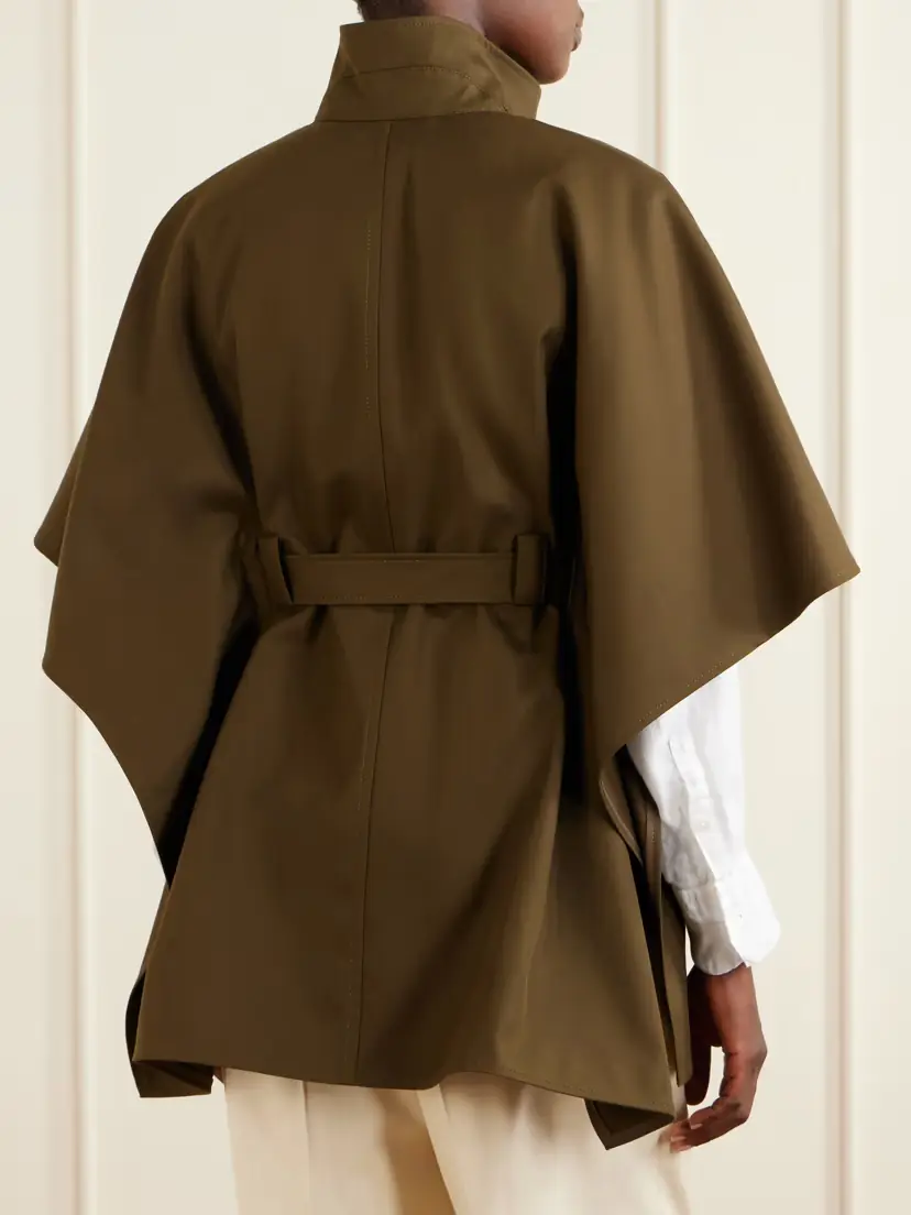 Max Mara Avenue Belted Cotton Gabardine Cape | Thumbnail 4 Max Mara Avenue Belted Cotton Gabardine Cape | Thumbnail 4