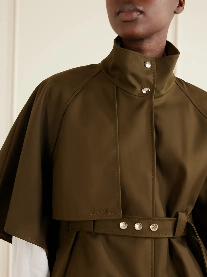 Max Mara Avenue Belted Cotton Gabardine Cape | Thumbnail 5 Max Mara Avenue Belted Cotton Gabardine Cape | Thumbnail 5
