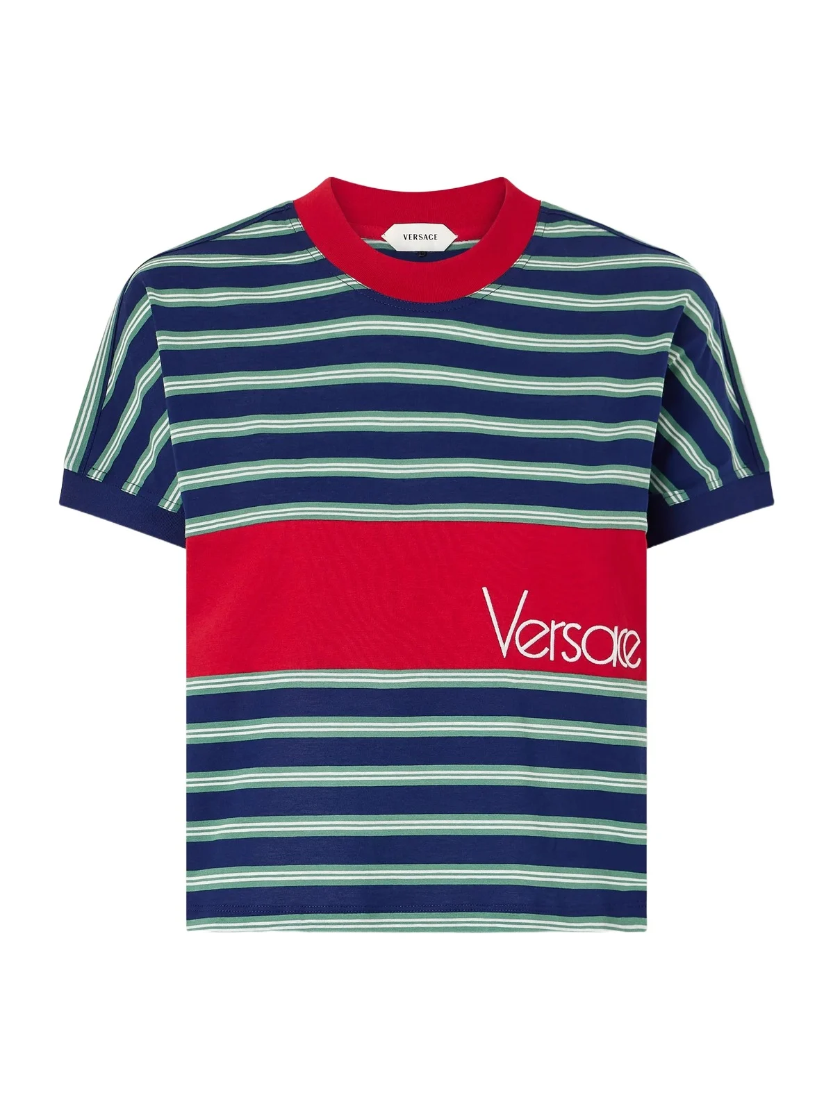 Logo-embroidered Striped Cotton-jersey T-shirt Logo-embroidered Striped Cotton-jersey T-shirt