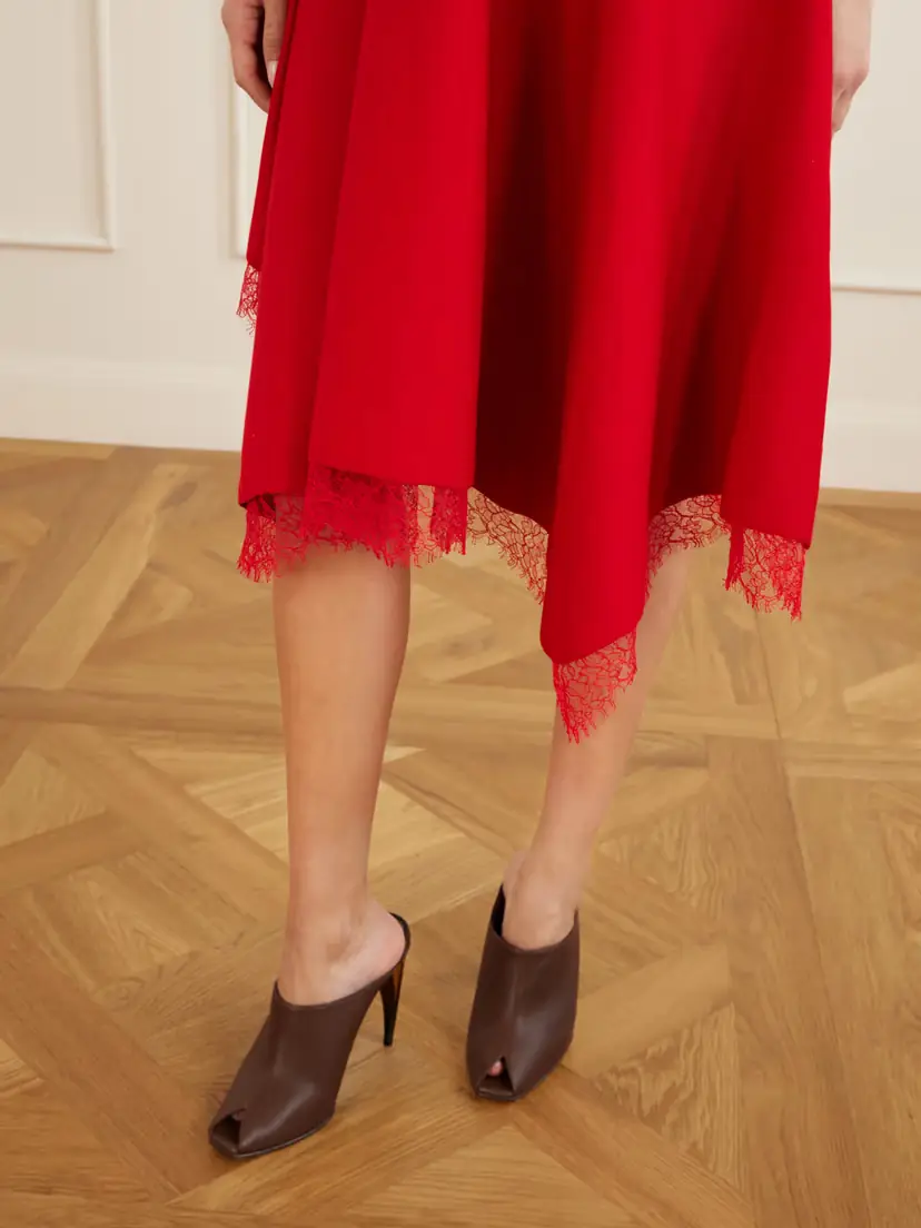 Alexander McQueen Lace-trimmed Jersey Midi Dress | Thumbnail 4 Alexander McQueen Lace-trimmed Jersey Midi Dress | Thumbnail 4