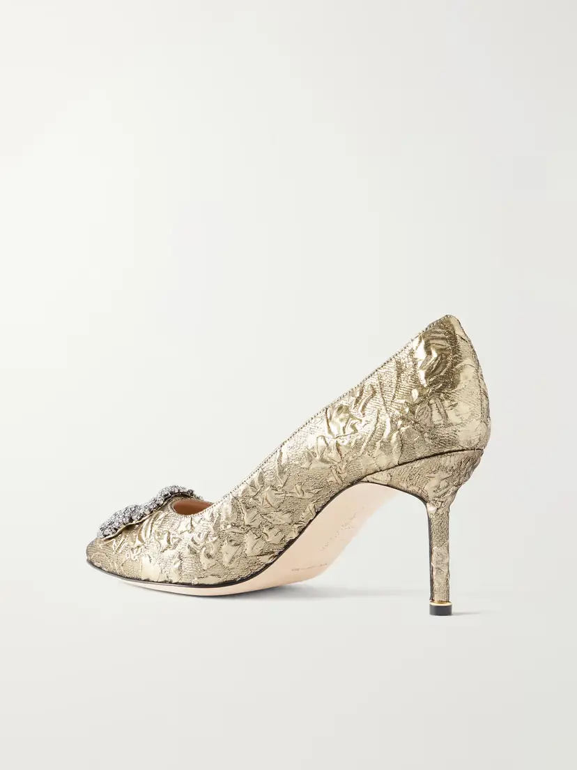 Manolo Blahnik + Emilia Wickstead Hangisi 70 Crystal-embellished Metallic Jacquard Pumps | Thumbnail 3 Manolo Blahnik + Emilia Wickstead Hangisi 70 Crystal-embellished Metallic Jacquard Pumps | Thumbnail 3