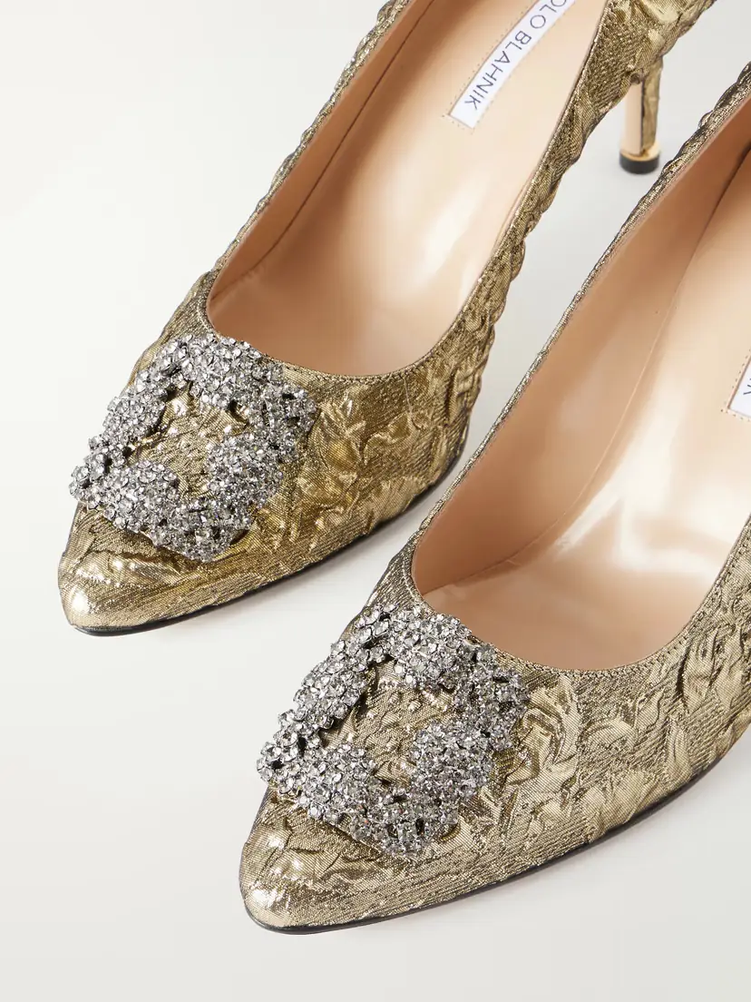 Manolo Blahnik + Emilia Wickstead Hangisi 70 Crystal-embellished Metallic Jacquard Pumps | Thumbnail 5 Manolo Blahnik + Emilia Wickstead Hangisi 70 Crystal-embellished Metallic Jacquard Pumps | Thumbnail 5