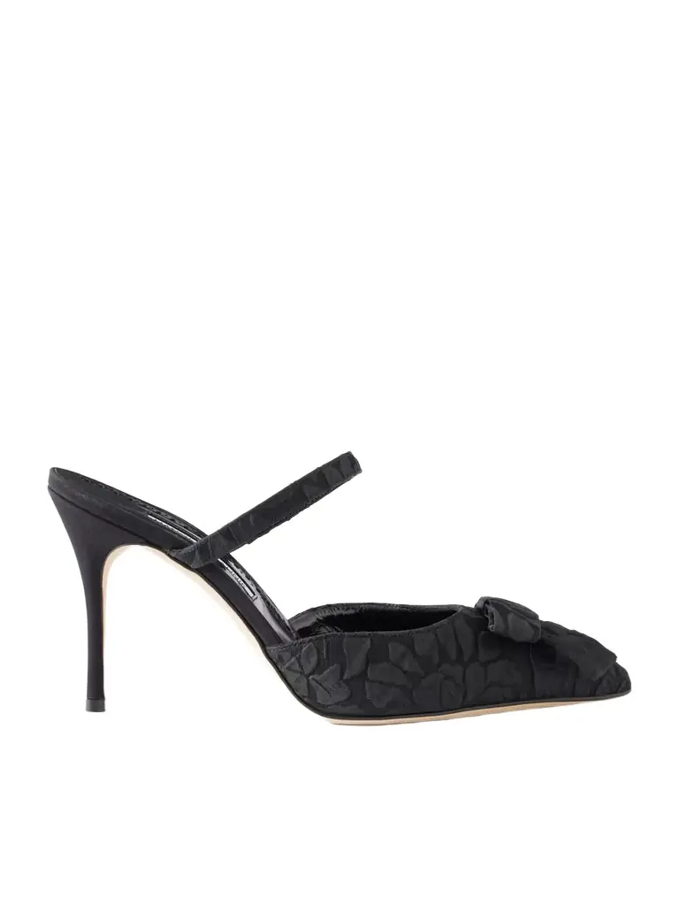 Manolo Blahnik + Emilia Wickstead Lurum 90 Bow-embellished Jacquard Mules