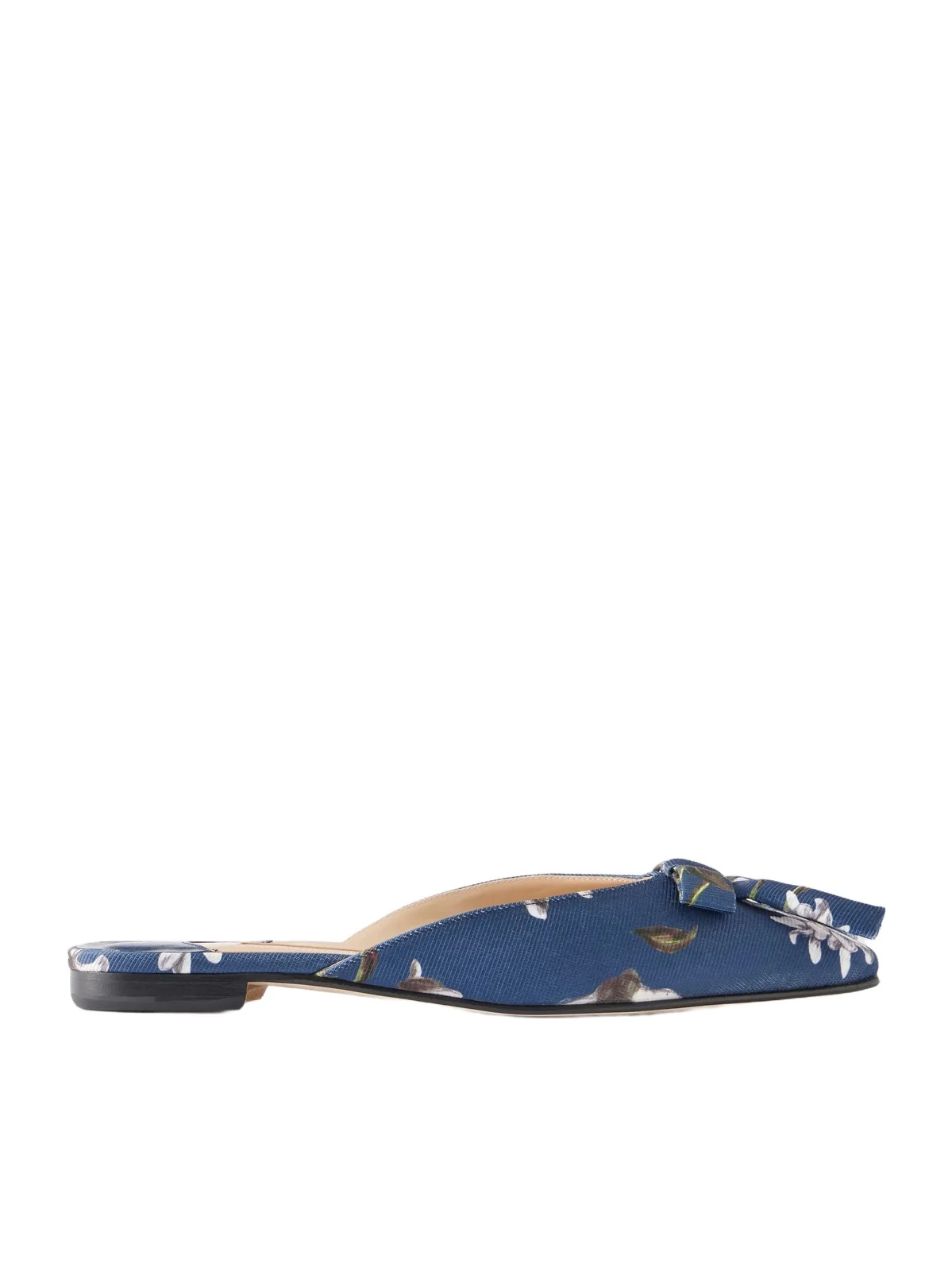 Manolo Blahnik + Emilia Wickstead Bow-embellished Floral-print Grosgrain Flats
