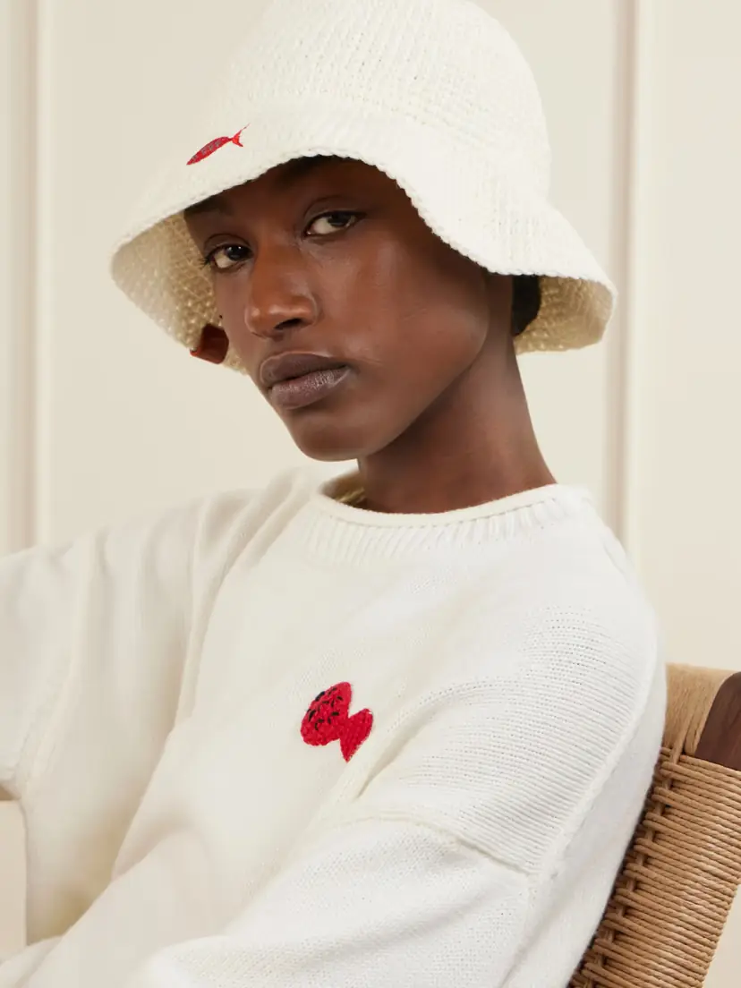 Staud + Da Adolfo Meyers Crocheted Logo-embroidered Cotton Hat | Thumbnail 2 Staud + Da Adolfo Meyers Crocheted Logo-embroidered Cotton Hat | Thumbnail 2