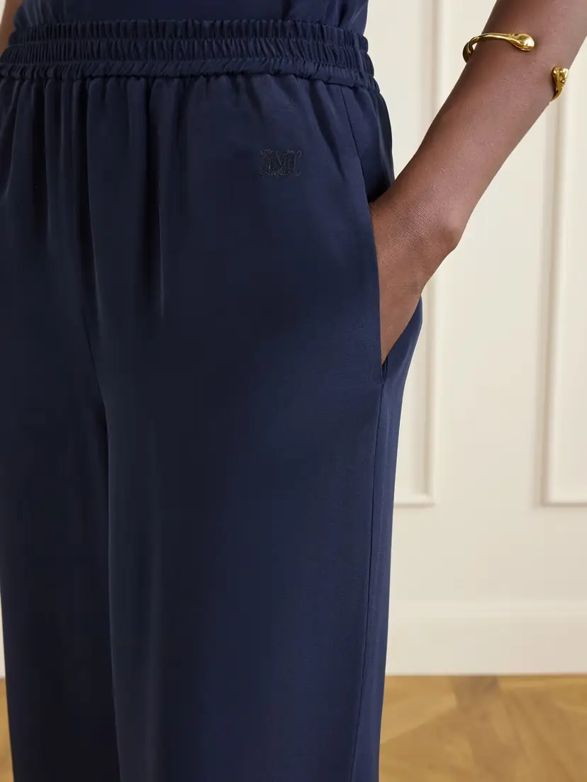Max Mara Volonta Logo-embroidered Silk Wide-leg Pants | Thumbnail 5