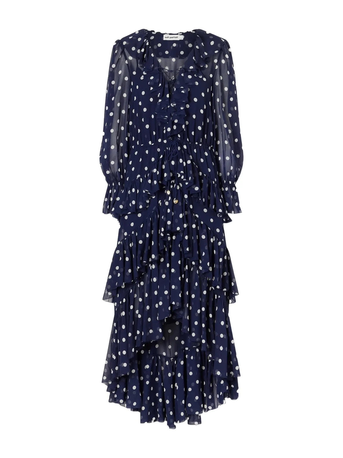 Ruffled Tiered Polka-dot Georgette Midi Dress