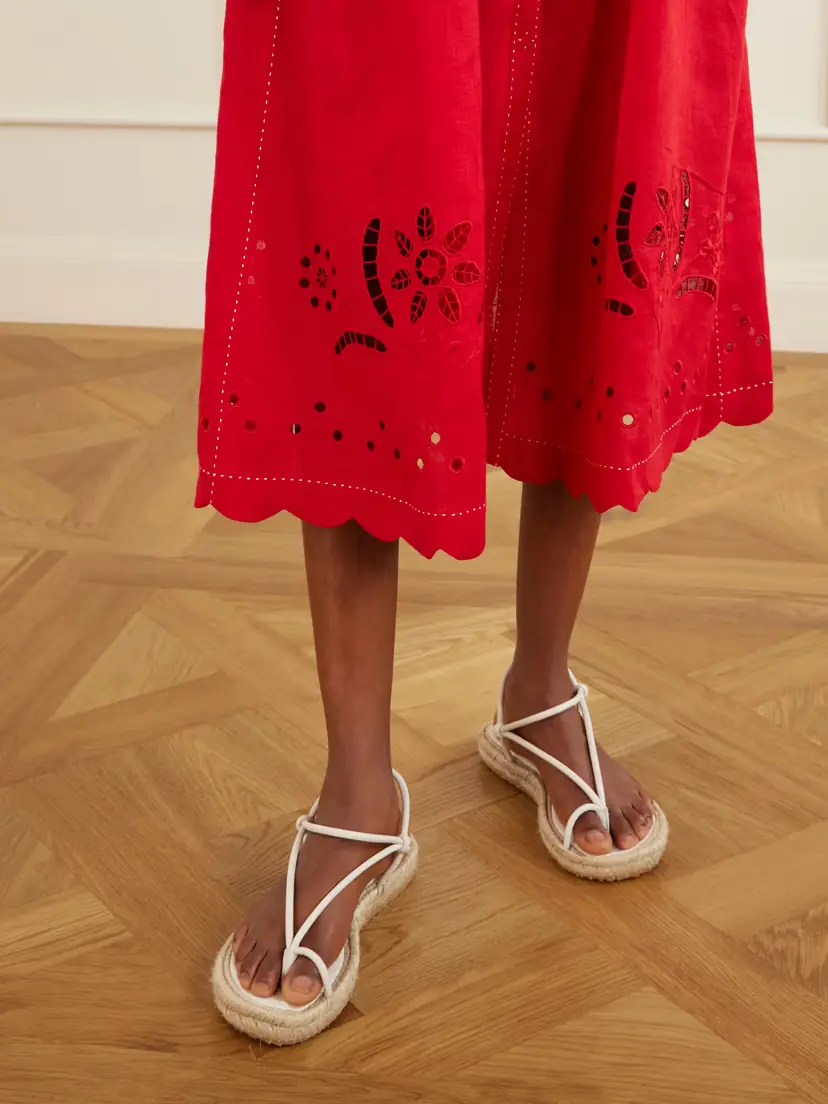 Vita Kin Broderie Anglaise-trimmed Linen Midi Skirt | Thumbnail 5